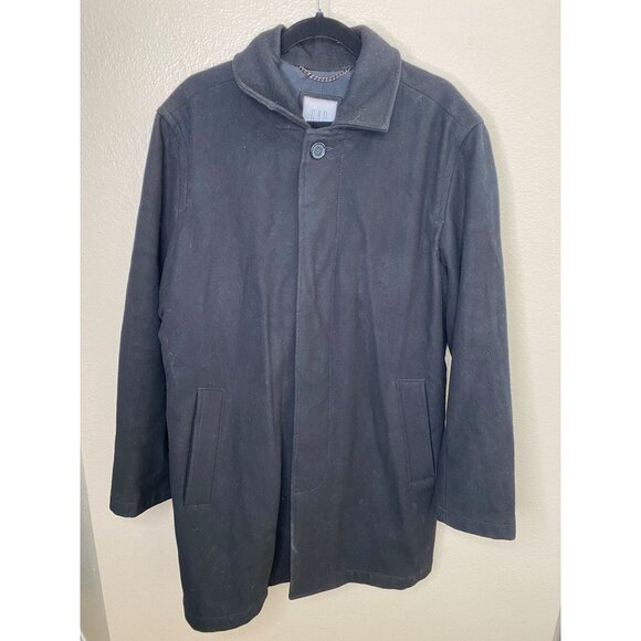 Vintage Gap Mens Wool-Blend‎ Coat Black Large Size Classic Style Warm Outerwear - Picture 2 of 7